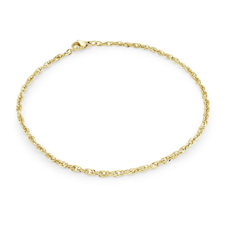 2mm Gold-Plated Stainless Steel Link Ankle Bracelet - 9