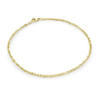 2mm Gold-Plated Stainless Steel Link Ankle Bracelet - 9