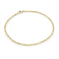 2mm Gold-Plated Stainless Steel Link Ankle Bracelet - 9