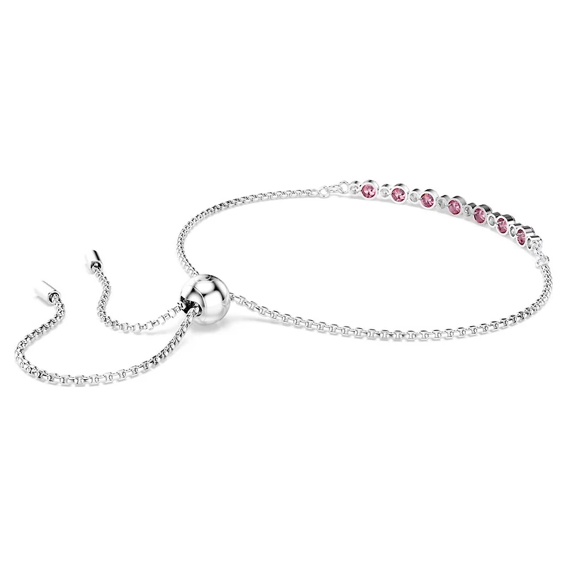 Bracelet Matrix en Métal Rhodié avec Cristaux Swarovski et Zircons Cubiques Roses - 24cm. Color: blanc | Doucet Latendresse