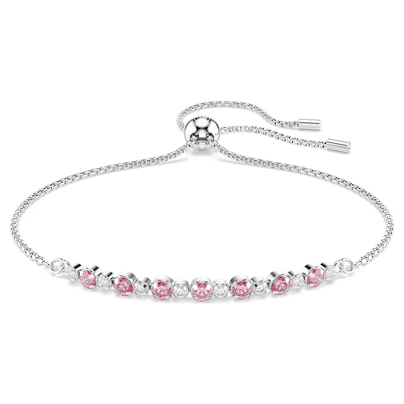 Bracelet Matrix en Métal Rhodié avec Cristaux Swarovski et Zircons Cubiques Roses - 24cm. Color: blanc | Doucet Latendresse