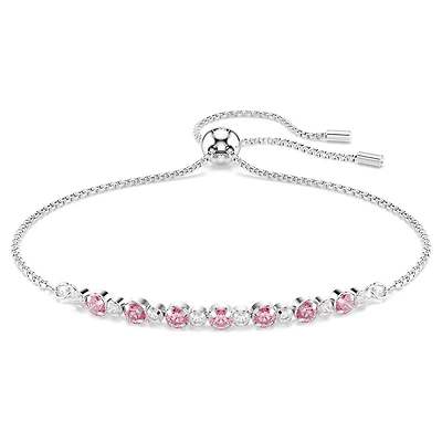 Bracelet Matrix en Métal Rhodié avec Cristaux Swarovski et Zircons Cubiques Roses - 24cm. Color: blanc | Doucet Latendresse