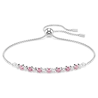 Bracelet Matrix en Métal Rhodié avec Cristaux Swarovski et Zircons Cubiques Roses - 24cm. Color: blanc | Doucet Latendresse