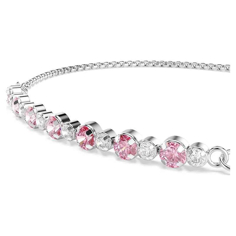 Bracelet Matrix en Métal Rhodié avec Cristaux Swarovski et Zircons Cubiques Roses - 24cm. Color: blanc | Doucet Latendresse