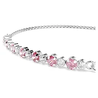 Bracelet Matrix en Métal Rhodié avec Cristaux Swarovski et Zircons Cubiques Roses - 24cm. Color: blanc | Doucet Latendresse