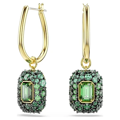 Sublima Gold-Plated Dangle Earrings with Green Cubic Zirconia. Color: yellow | Doucet Latendresse