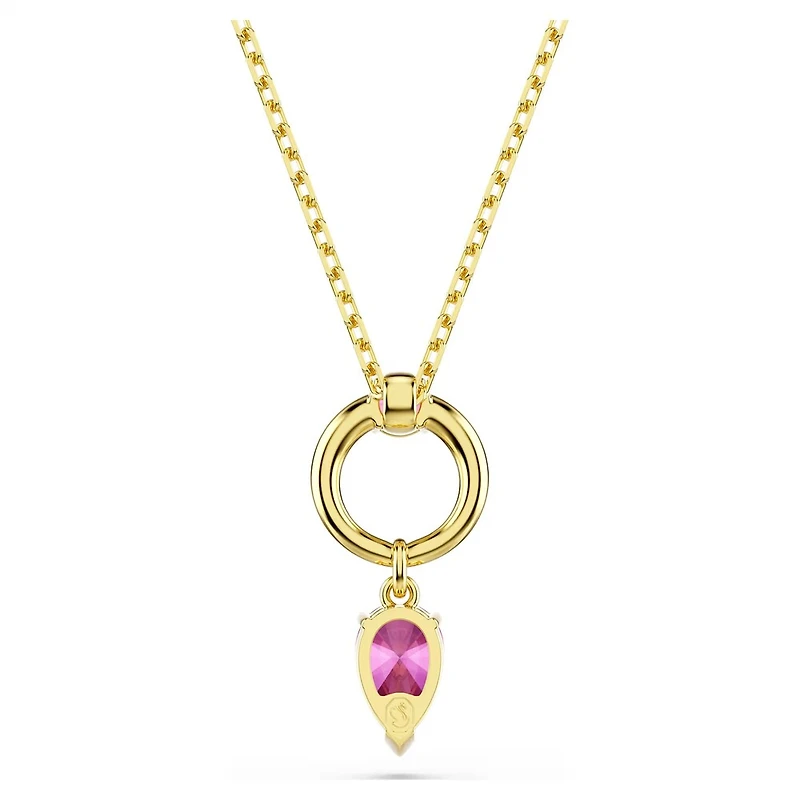 Pendentif Chroma en Métal Rhodié avec Zircon Cubique Rose - 38 à 45 cm. Color: blanc | Doucet Latendresse