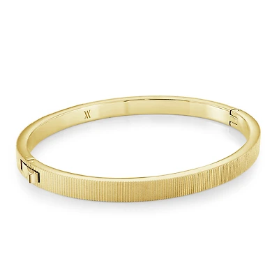 5mm Textured Gold-Plated Stainless Steel Bangle Bracelet - 6.5