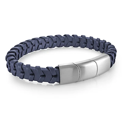 Bracelet Cuir Marine 10mm en Acier Inoxydable - 8.5
