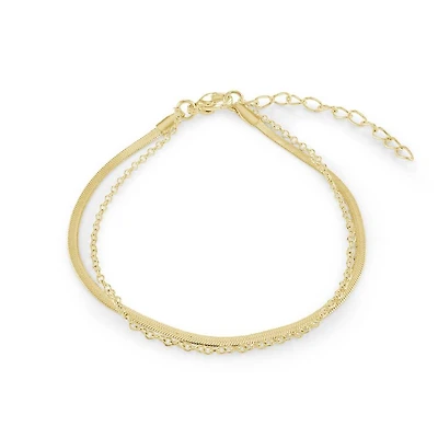 Gold-Plated Steel Double Ankle Bracelet - 10