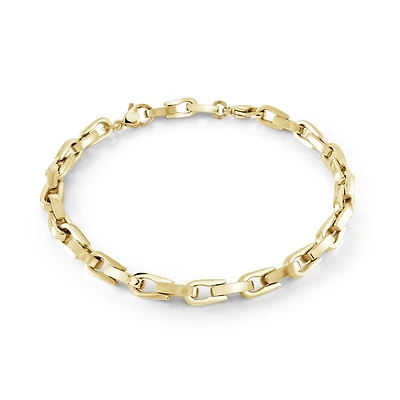 Bracelet à Maillons en Acier Inoxydable Brossé et Poli Plaqué Or - 8.5