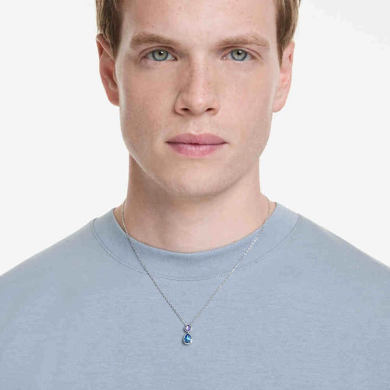 Collier Chroma en Métal Rhodié avec Pendentif Serti de Cristaux Swarovski - 38 - 45 cm. Color: blanc | Doucet Latendresse