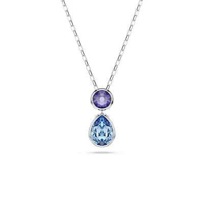 Collier Chroma en Métal Rhodié avec Pendentif Serti de Cristaux Swarovski - 38 - 45 cm. Color: blanc | Doucet Latendresse