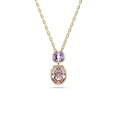 Gold-Plated Chroma Necklace with Pendant Featuring Two Swarovski Crystals - 17