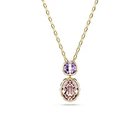 Gold-Plated Chroma Necklace with Pendant Featuring Two Swarovski Crystals - 17