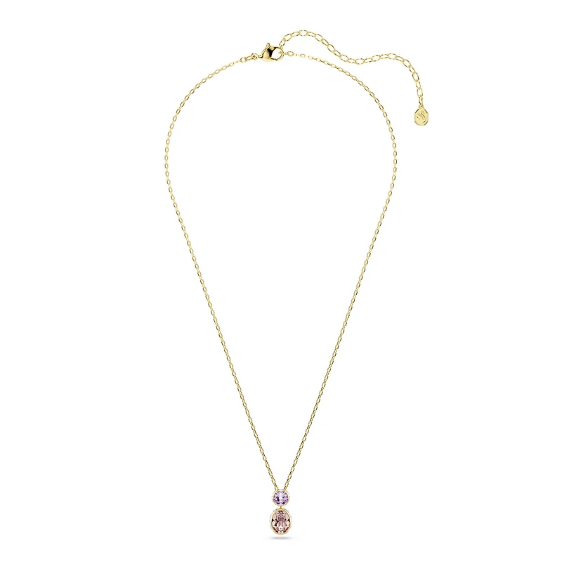 Gold-Plated Chroma Necklace with Pendant Featuring Two Swarovski Crystals - 17