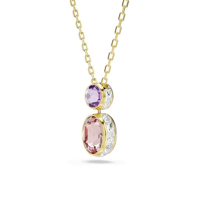 Gold-Plated Chroma Necklace with Pendant Featuring Two Swarovski Crystals - 17