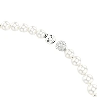Rhodium-Plated Swarovski Crystal Pearl Necklace - 15