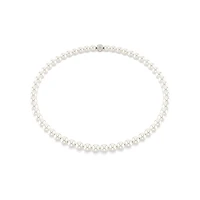 Rhodium-Plated Swarovski Crystal Pearl Necklace - 15