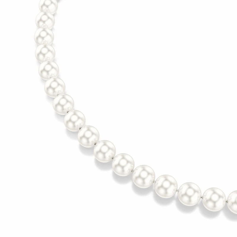 Rhodium-Plated Swarovski Crystal Pearl Necklace - 15