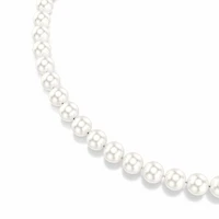 Rhodium-Plated Swarovski Crystal Pearl Necklace - 15