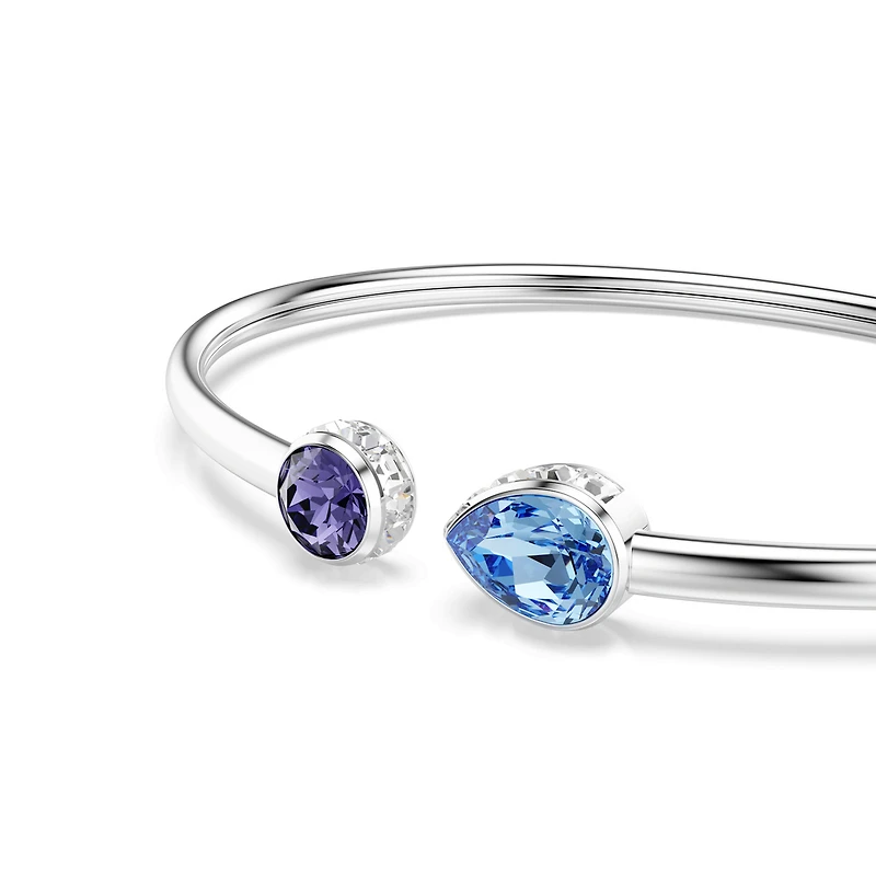 Bracelet-Jonc Chroma en Metal Rhodié avec 2 Cristaux Swarovski - 6.5