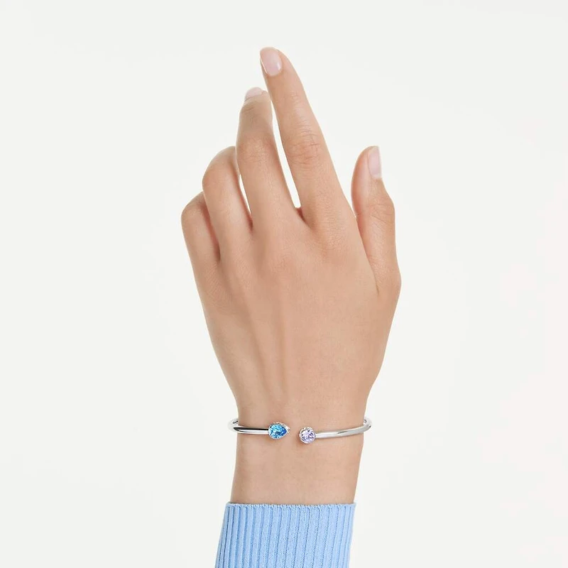 Bracelet-Jonc Chroma en Metal Rhodié avec 2 Cristaux Swarovski - 6.5