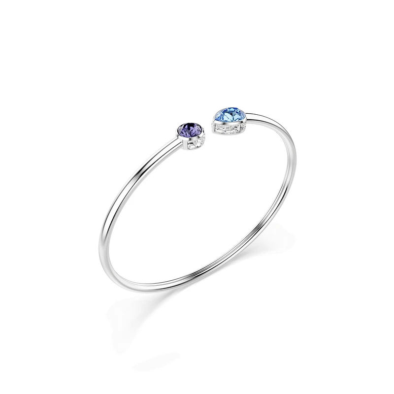 Bracelet-Jonc Chroma en Metal Rhodié avec 2 Cristaux Swarovski - 6.5