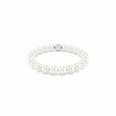 Bracelet de Perles en Crystaux Swarovski Plaqué Rhodium - 7.5