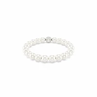 Bracelet de Perles en Crystaux Swarovski Plaqué Rhodium - 7.5