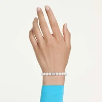 Bracelet de Perles en Crystaux Swarovski Plaqué Rhodium - 7.5