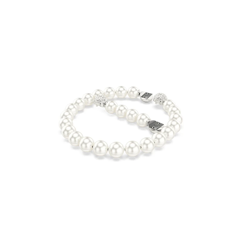 Bracelet de Perles en Crystaux Swarovski Plaqué Rhodium - 7.5