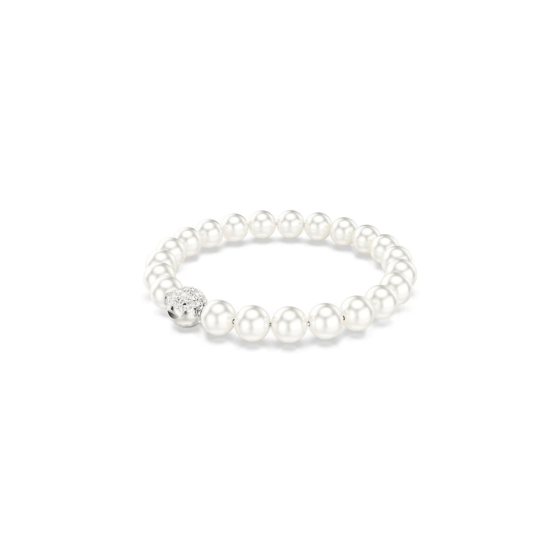 Bracelet de Perles en Crystaux Swarovski Plaqué Rhodium - 7.5