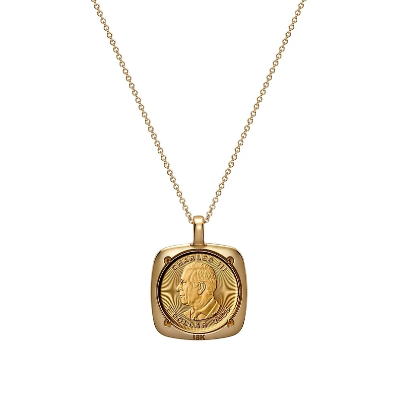 Pendentif Feuille d'Érable (FÉO) en Or 24K et Chaîne en Or 18K - 18