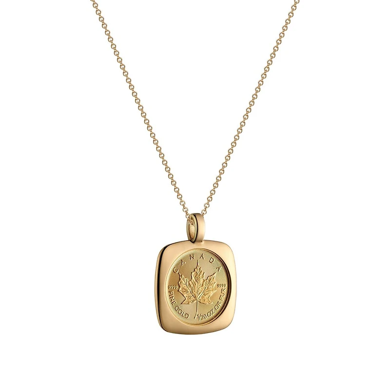 Pendentif Feuille d'Érable (FÉO) en Or 24K et Chaîne en Or 18K - 18