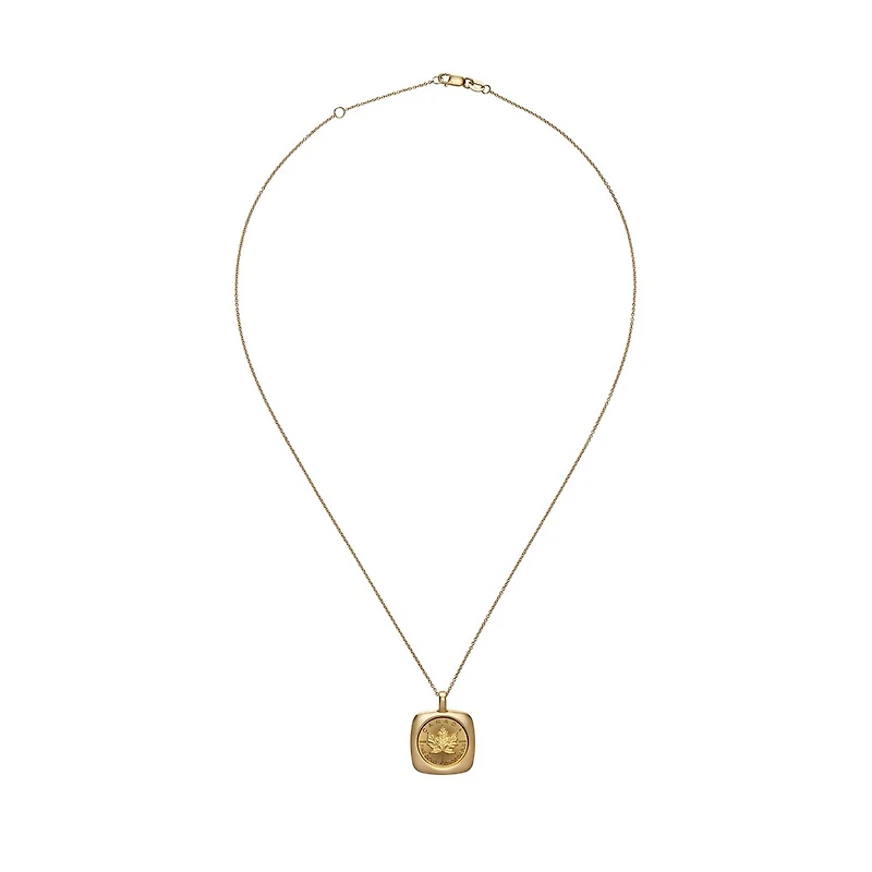 Pendentif Feuille d'Érable (FÉO) en Or 24K et Chaîne en Or 18K - 18