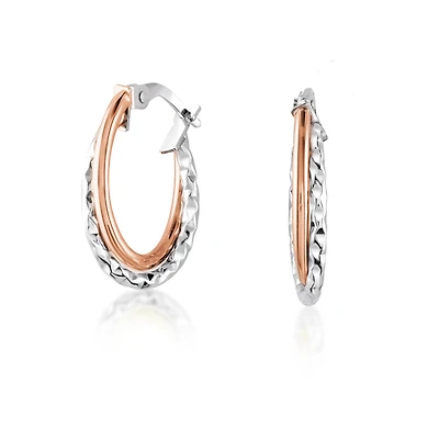 Hoop earrings - 10K 2 tone Gold (white and rose). Color: 2 tone | Doucet Latendresse