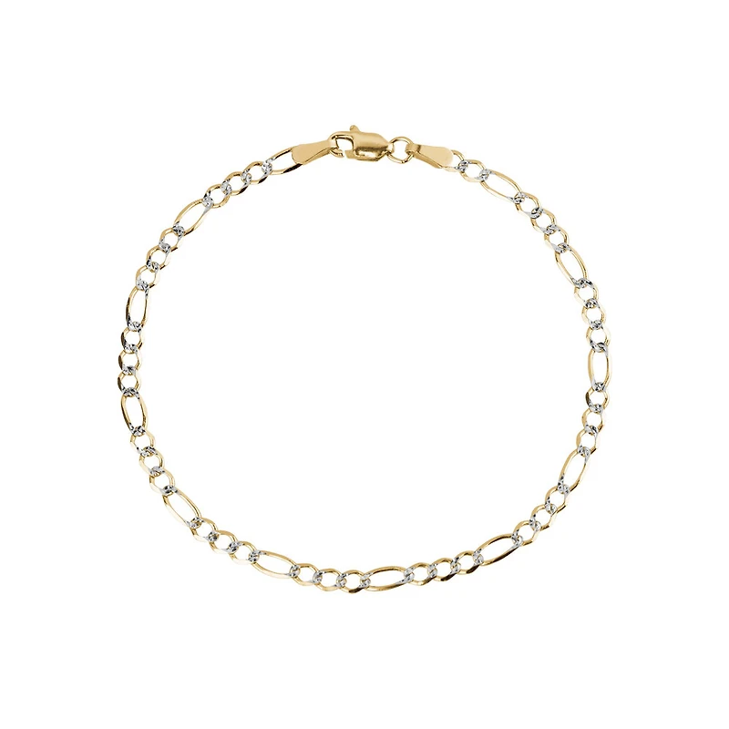 9'' Figaro anklet - 10K 2 tone gold (yellow and white) | Doucet Latendresse