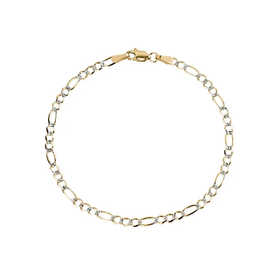 9'' Figaro anklet - 10K 2 tone gold (yellow and white) | Doucet Latendresse