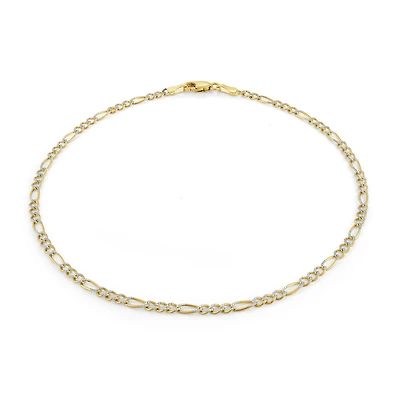10'' figaro anklet -  10K 2 tone Gold (yellow and white). Color: 2 tone | Doucet Latendresse