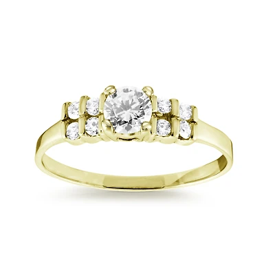 Bague sertis de zircons cubiques - Or jaune 10K. Color: jaune | Doucet Latendresse