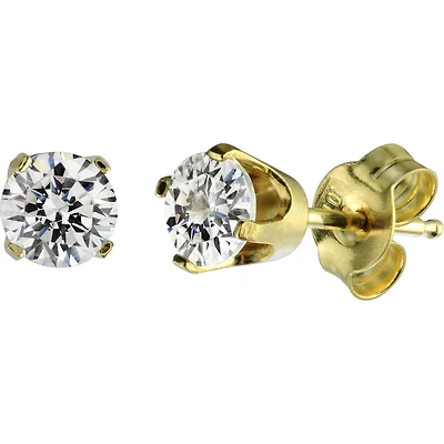Boucles d'oreilles en Or jaune 14K sertis de Cubique Zircons de 50pts.. Color: jaune | Doucet Latendresse