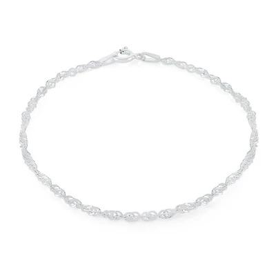 Bracelet singapour 7'' pour femme - Argent sterling. Color: blanc | Doucet Latendresse
