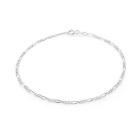 Bracelet cheville figaro 9'' en Argent sterling - 2mm. Color: blanc | Doucet Latendresse