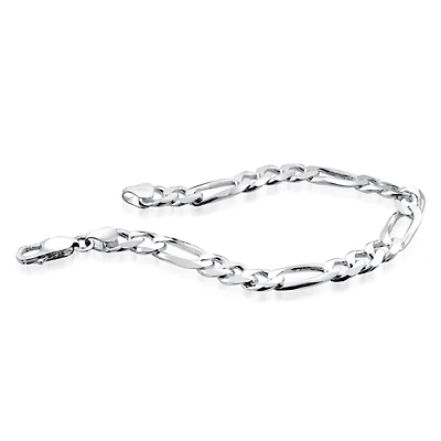8'' Figaro Bracelet for men - Sterling Silver. Color: white | Doucet Latendresse