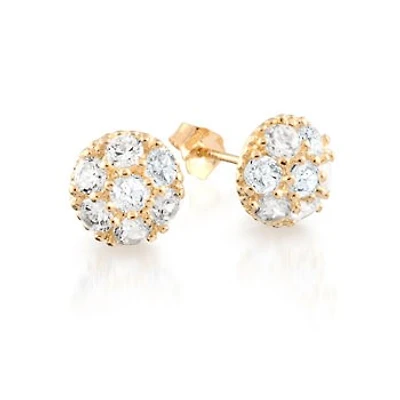 Stud Earrings in 10K Yellow Gold with Cubic Zirconia. Color: yellow | Doucet Latendresse