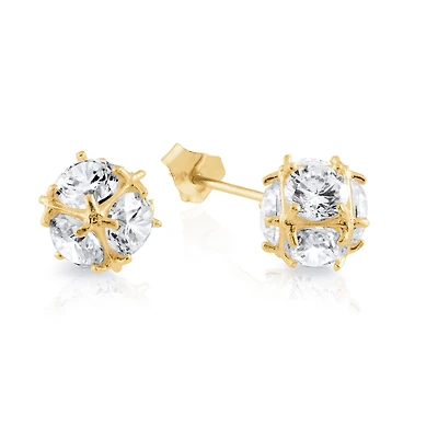 Boucles d'Oreilles à Tiges Fixes en Or Jaune 10K avec Cubics Zircons. Color: jaune | Doucet Latendresse