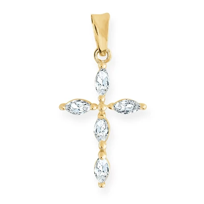 Pendentif 'Croix' en Or Jaune 10K avec Cubiques Zircons. Color: jaune | Doucet Latendresse