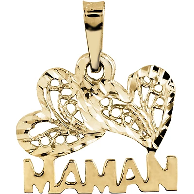 Pendentif 'Maman' coeurs - Or jaune 10K. Color: jaune | Doucet Latendresse