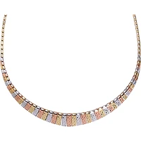 10K Gold 3-Tone Greek Pattern Necklace - 17.25